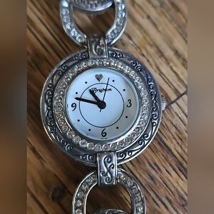Brighton Silver Watch with Crystal Accents Bracelet Wristwatch
